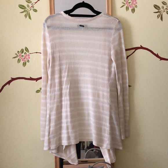 Volcom striped cream & white high low cardigan - Picture 7 of 9